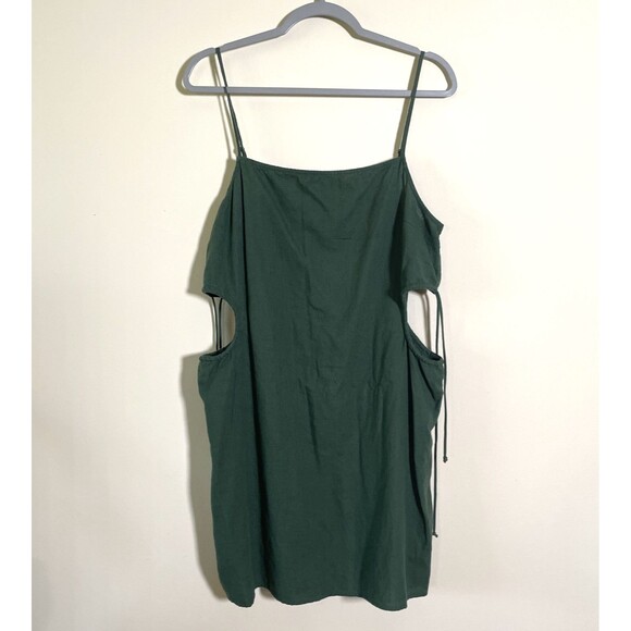 Aerie Women's Mini Sundress Cut Out Linen Blend Smocked Square Neck Size XL NWT - Picture 2 of 9